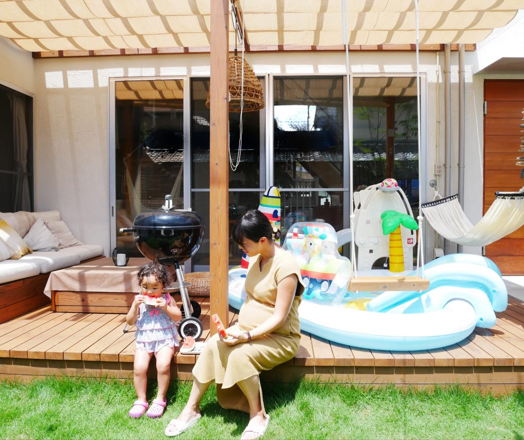 プール後のスイカ