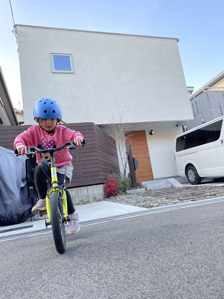 自転車練習中