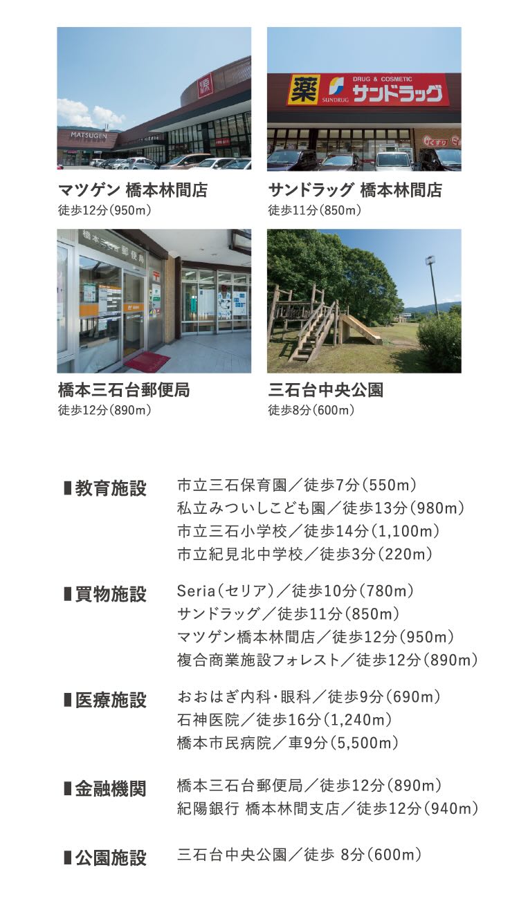 森の上の特等席(モリノウエ) 和歌山 橋本三石台 周辺施設